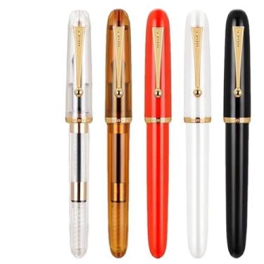 Imagem de AXPTI Caneta-tinteiro acrílica transparente, ponta EF/F/M, papelaria, material escolar, canetas de escrita, PK 9019(H-Porcelain White, 0,38)