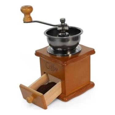 Imagem de Moedor de Café Manual Vintage de Madeira com Manivela - KeHome
