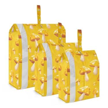 Imagem de xigua Cubos coloridos de embalagem de cogumelos para viagem, organizadores de bagagem leves, conjunto de viagem, à prova d'água, cubos de compressão para acessórios de viagem, 3 pacotes