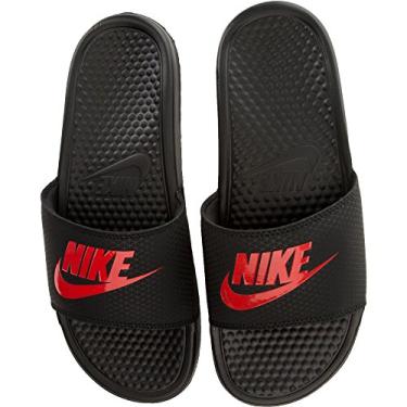 Imagem de Nike Sandália atlética masculina Benassi Just Do It, Preto/vermelho/preto., 12