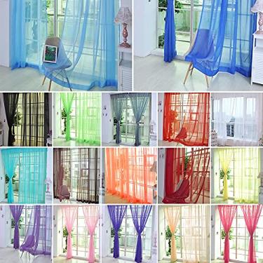 Imagem de Painéis de Cortina Transparente Tule com Bolsa para Vara Sólida Malha Moderna Decoração Quarto Sala Estar e Porta