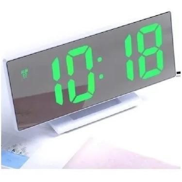 Imagem de Relogio Despertador De Mesa Bancada Espelho Digital Led Espelhado Tela