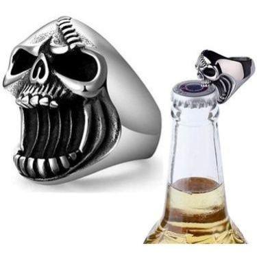 Imagem de Anel Masculino Rock Hip Hop Caveira Abridor de Garrafas Moda - NoBrand