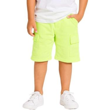 Imagem de Bermuda Infantil Menino Moletinho com Bolsos Cargo Neon - VRASALON, 4,