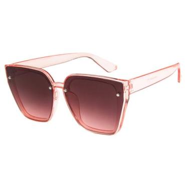 Imagem de Óculos de Sol Unissex com Armação Grande, Rebites e Degradê em Tons de Rosa, Ideais para Esportes ao Ar Livre, Corrida e Ciclismo. Cor: Rosa Degradê.
