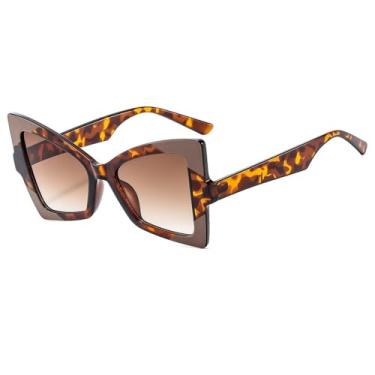 Imagem de Óculos de Sol UV400 - Olho de Gato com Degradê em Duas Cores para Homens e Mulheres, Ideal para Esportes ao Ar Livre, Corrida e Ciclismo, Estampa de Leopardo