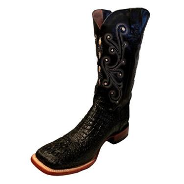 Imagem de Ferrini Italia Bota masculina casual Stampede Croco estampado bico quadrado cano médio - marrom, Preto, 39