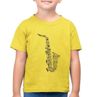 Imagem de Camiseta Algodão Infantil Saxofone Notas Musicais - Foca na Moda, Amar