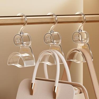 Imagem de MOPMS Cabide de bolsa transparente premium para armário, ganchos rotativos de 360 graus, suporte para pendurar, organizador de armário, armazenamento para bolsa, cachecóis e cintos, 3 peças