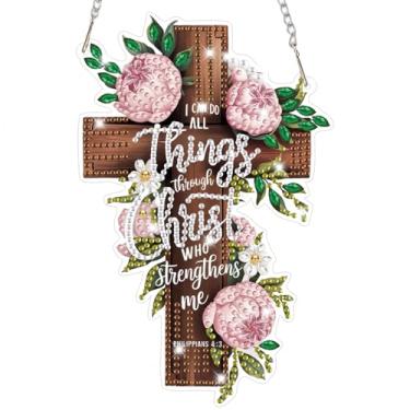 Imagem de Bowetile Kits de pendurar arte de diamante para adultos, pintura de diamante, formato especial 5D, pingente de diamante, enfeite de janela, presentes para decoração de parede de porta de casa-JS060