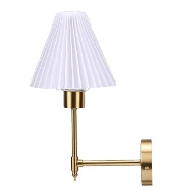 Imagem de Asixxsix Conjunto de Arandelas de Parede, Abajur de Tecido Dourado Estilo Nórdico Lâmpada de Parede Sem Fio Recarregável, Robusto e Elegante para Quarto, Sala de Estar, Corredor