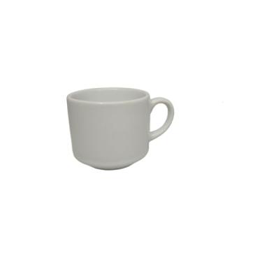 Imagem de Kit 10 Xícaras de Porcelana Oxford 180ML - Sublimação Empilhável Sem Pires, Práticas para Café e Chá, Residência e Estabelecimentos