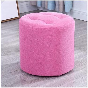 Imagem de Banqueta elegante de madeira maciça para pés - banco de sapatos versátil e apoio para os pés para sala de estar, entrada e quarto - design estofado de tecido elegante (cor: roxo nulo)