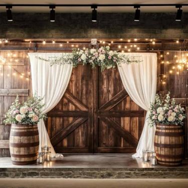 Imagem de Pano de fundo para porta de celeiro, estilo caubói ocidental, tema do Velho Oeste, faixa rústica de festa de vaqueira para fazenda, rodeio, casamento, aniversário, sessão de fotos, 18 x 1,5 m