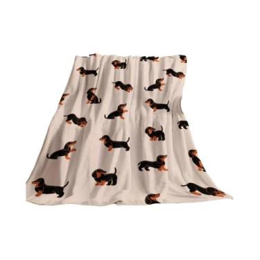 Imagem de Cobertor De Flanela Com Estampa De Cachorro Dachshund Fofo, Macio E Ac