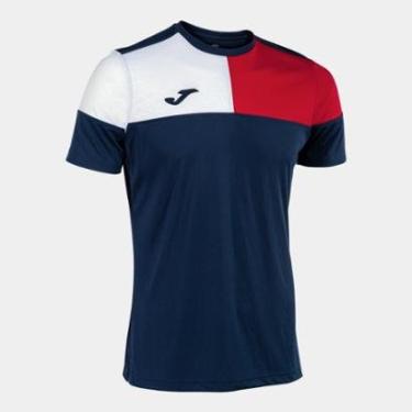 Imagem de Camiseta Joma Crew V - Marinho e Vermelho-Masculino