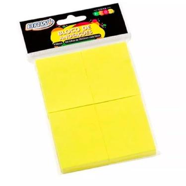 Imagem de Bloco de Anotações 38x51mm Amarelo Neon BRW 04un com 100fls