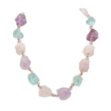 Imagem de Colar de pedra de quartzo azul ametista semipreciosa de quartzo rosa semiprecioso DWBPGVUN