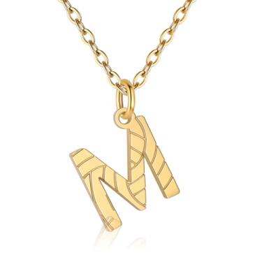 Imagem de RUOOUY Colar feminino com inicial de voleibol, banhado a ouro 18K, pingente de letra A-Z, joias de vôlei, acessórios esportivos, presente de Natal para namorada e filha, Aço inoxidável, Sem Pedra