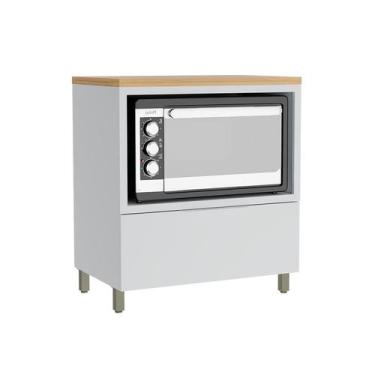 Imagem de Balcão de Cozinha com Tampo Marquesa 100% MDF 1 Gaveta Branco e Nature