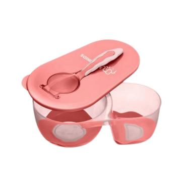 Imagem de Prato Fundo Com Divisória E Colher Rosa - Multikids 