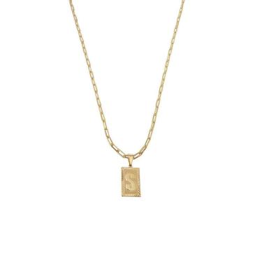 Imagem de Cordão 50Cm Masculino Feminino Pingente Letra S Banhado Ouro