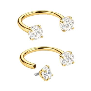 Imagem de Anéis de nariz em ferradura dupla para mulheres - Brinco de argola U para lóbulo, lobo superior, tragus, hélice, daith, concha, torre cartilagem brincos de ferradura para mulheres - Aço cirúrgico
