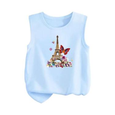 Imagem de Camiseta Regata Infantil Com Estampa De Desenho Animado, Torre Eiffel,