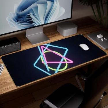 Imagem de Tapete de mesa minimalista de couro, mouse pad de arte colorida grande teclado de computador para jogos, capa e protetor de mesa à prova d'água, tapete de mouse decorativo de couro PU para laptop