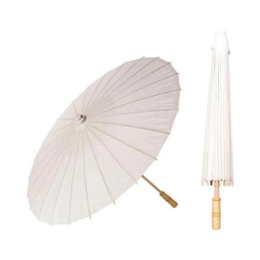 Imagem de Guarda-chuva De Papel Branco Para Casamento 60/84cm DIY, Decoração Par
