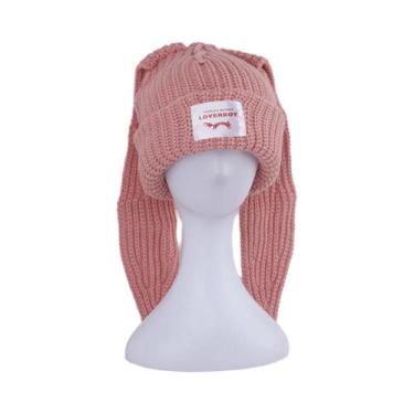 Imagem de Gorro De Lã Com Orelhas Longas, Feito À Mão, Cor Sólida, Quente E Tric