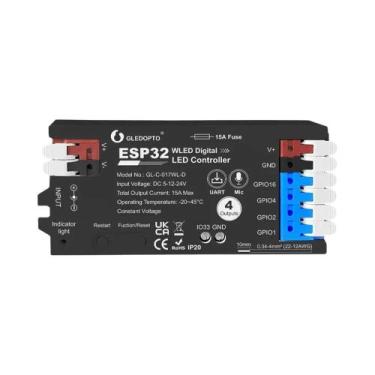 Imagem de Controlador WLED ESP32 De 4 Canais GLEDOPTO Com Fusível De 15A, Invers