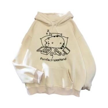 Imagem de Moletom Feminino Oversized Com Capuz De Gato Em Estilo Coreano Harajuk