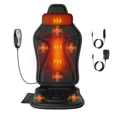 Imagem de Massageador de costas para cadeira com calor, almofada massageadora de cadeira para poltrona reclinável com 8 vibrações, almofada de assento para idosos, funcionários de escritório e família, alívio