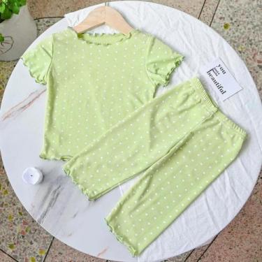 Imagem de Conjunto De Pijamas De Verão Para Meninas, Camiseta De Manga Curta Com