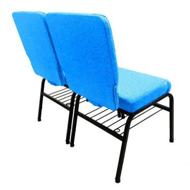 Imagem de 02 Cadeiras Para Igrejas C/ Porta Biblía E Porta Cálice Azul