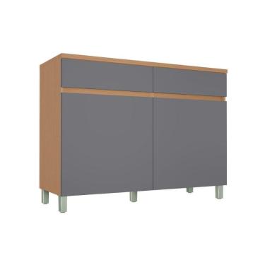 Imagem de Balcão Cozinha Nesher Realeza C/ 2 Portas 2gavs 120cm Carvalho/titânio