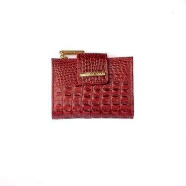 Imagem de Carteira feminina pequena de couro croco Linna-Feminino