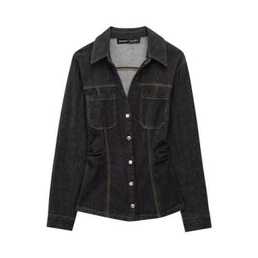 Imagem de Conjuntos De Calça Jeans De Cintura Alta Para Mulheres, Camisa Com Bot