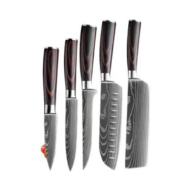 Imagem de Conjunto Profissional De Facas De Cozinha Damasco: Faca De Chef, Desos