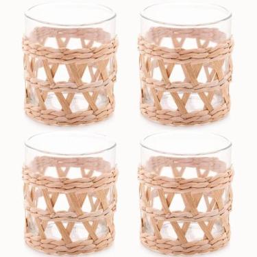 Imagem de Conjunto 4 Copos de Vidro Wolff Baixos com Sisal 320ml Fibra Natural M