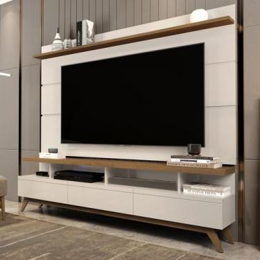 Imagem de Rack com Painel para TV até 72 Polegadas 195cmx180cm Pés em Madeira Ma