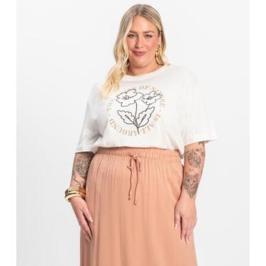 Imagem de Camiseta Plus Size em Meia Malha Secret Glam Bege, Plus G4, Bege