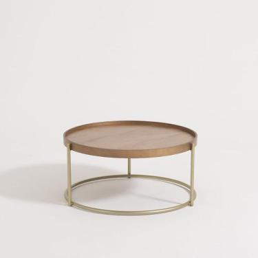 Imagem de Mesa Centro Capri Aço Carbono Lamina Madeira Funcional - Roncalli Deco