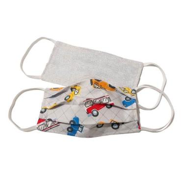 Imagem de Máscara de proteção facial em tecido estampado infantil 2 camadas 100%