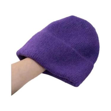 Imagem de Chapéu Feminino de Malha com Pele de Coelho - Quentinho para o Inverno