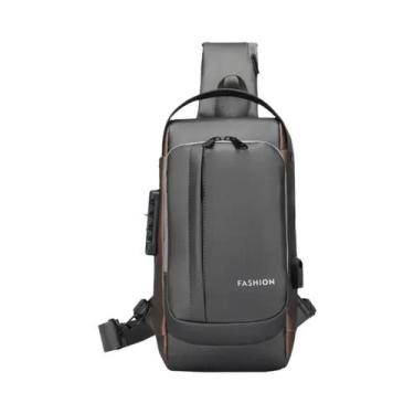 Imagem de Bolsa Transversal Masculina Impermeável De Grande Capacidade Com USB P
