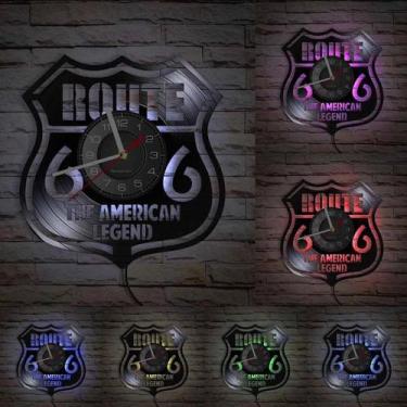 Imagem de Relógio de parede US Routes 66 LED Vinyl Record Anime Black 30cm - yiw