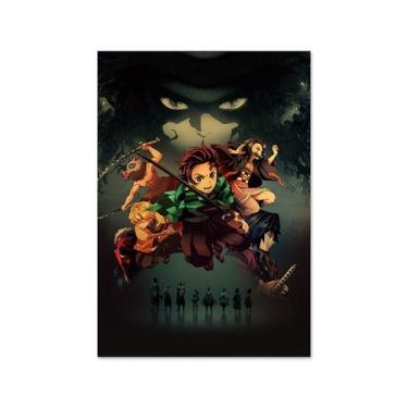 Imagem de Pôster de arte de parede com imagem Demon Slayers Anime 50,5 x 35 cm -