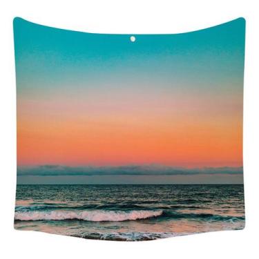 Imagem de Tapeçaria, paisagem marítima, microtecido de parede, 150x150cm, decora
